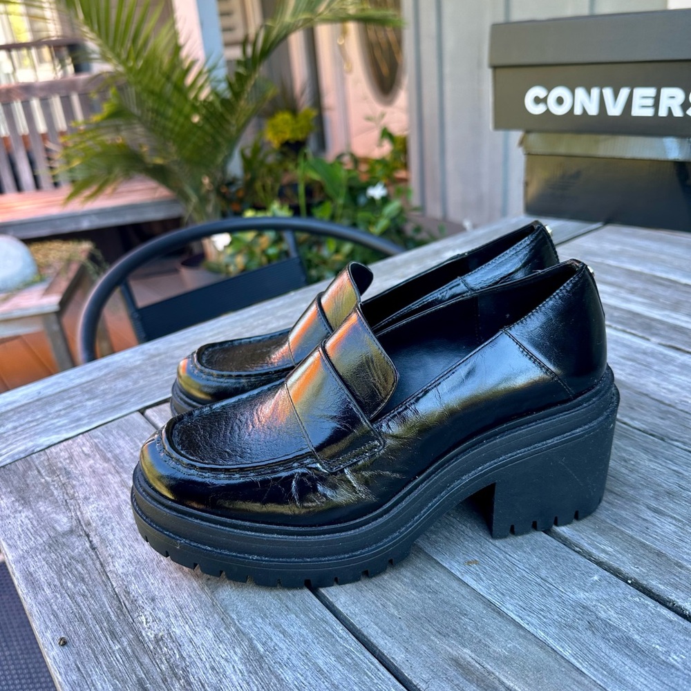 Michael Kors Women's Shiny Black Platform Loafers